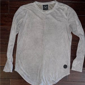 Men’s long sleeve faux suede shirt